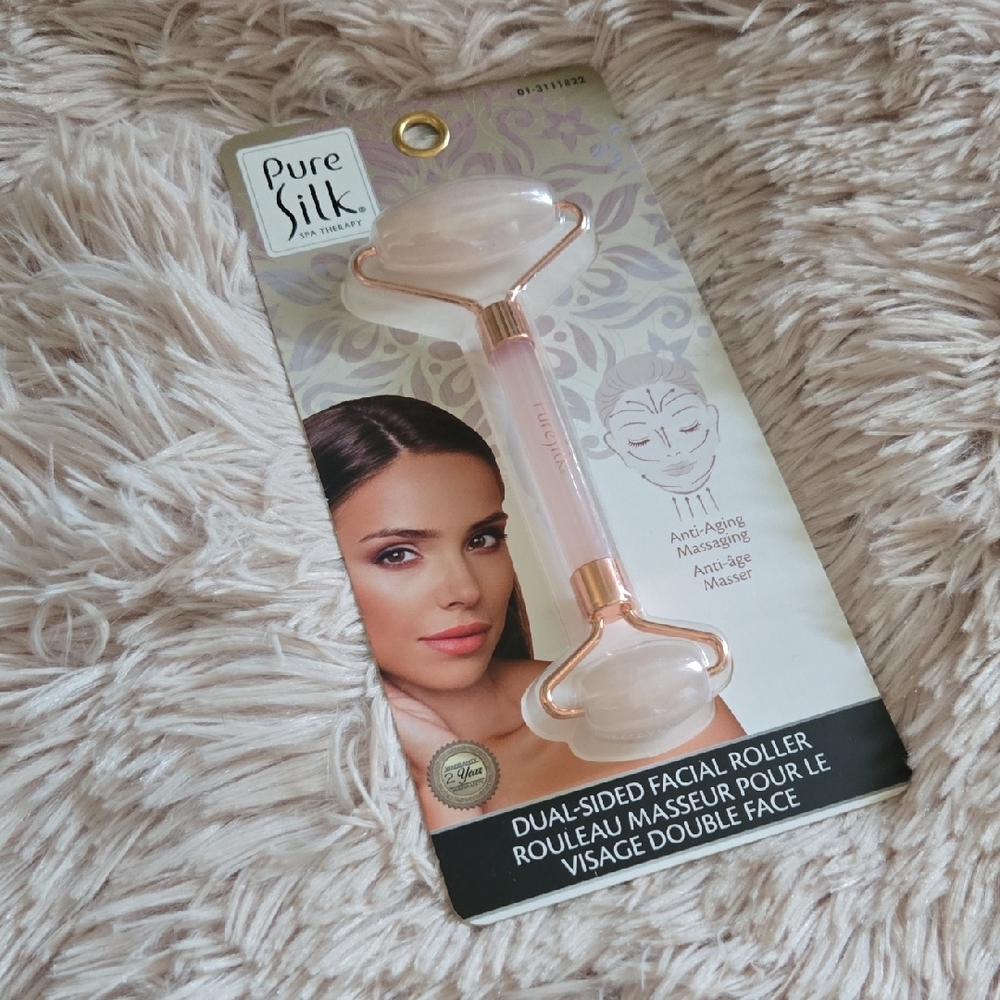 BNIP Pure Silk Dual-Sided Facial Roller with Rose Gold Accents